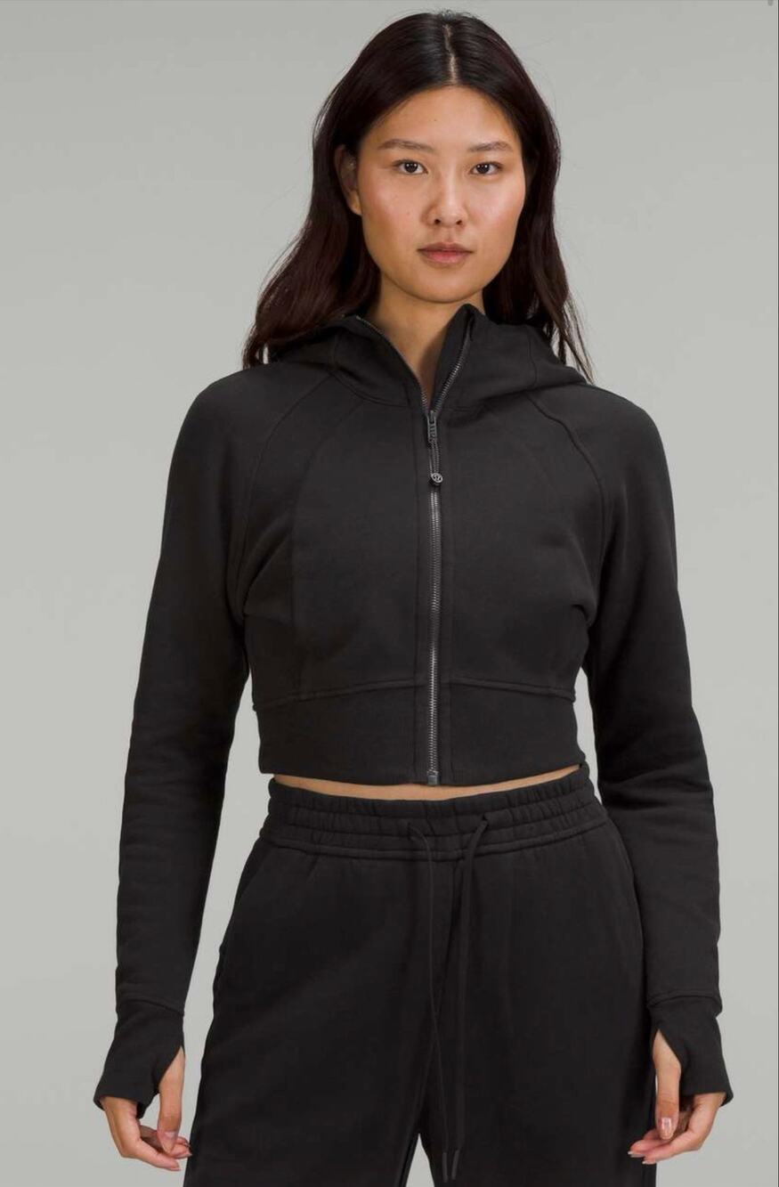 Lululemon Scuba Full Zip Cropped Hoodie Black Women’s Size 2 est